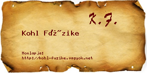 Kohl Füzike névjegykártya